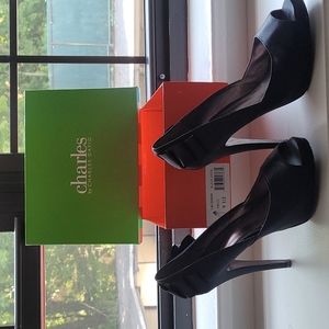 Charles by Charles David Black Satin Pumps